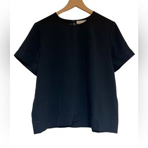 Everlane Black Short Sleeve Swing Top 100% Triacetate Size 12